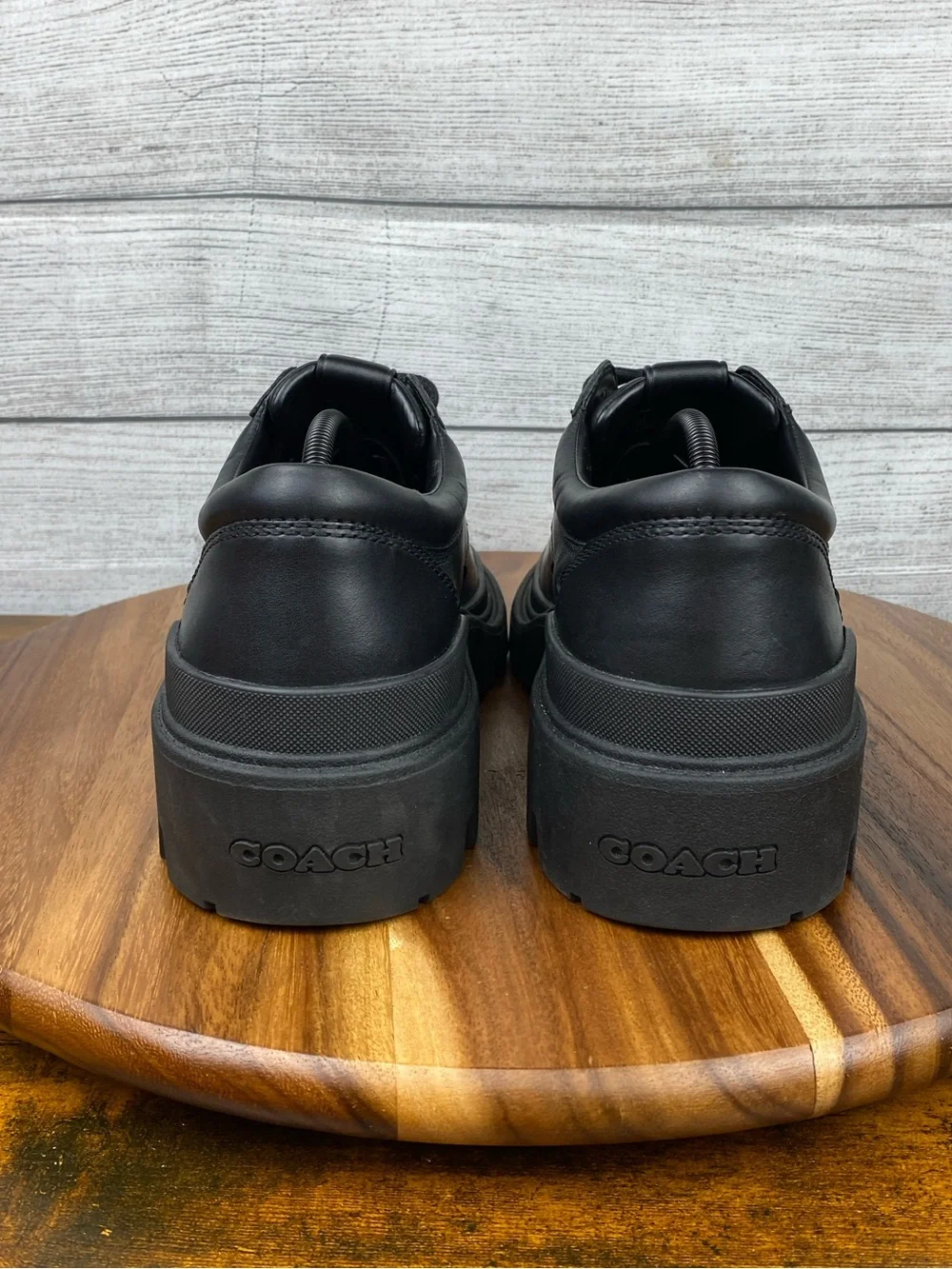 COACH Cameron Derby Black Leather Chunky Lug Sole Lace Up Shoe Men’s Size 11 D